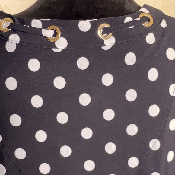 CHICOS BLACK & WHITE POLKA DOT 3/4 SLEEVE BLOUSE SZ SM - Picture 9 of 12